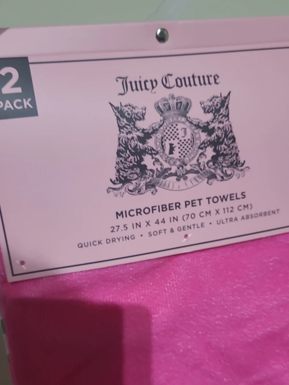 Juicy Couture Hot Pink Microfiber Towel with Cherry Embroidery